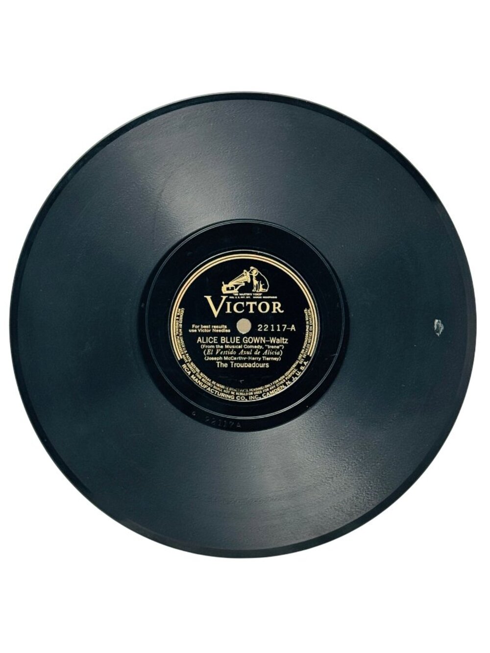 The Troubadours Alice Blue Gown Waltz 10in Shellac 78 RPM Record Victor 22117